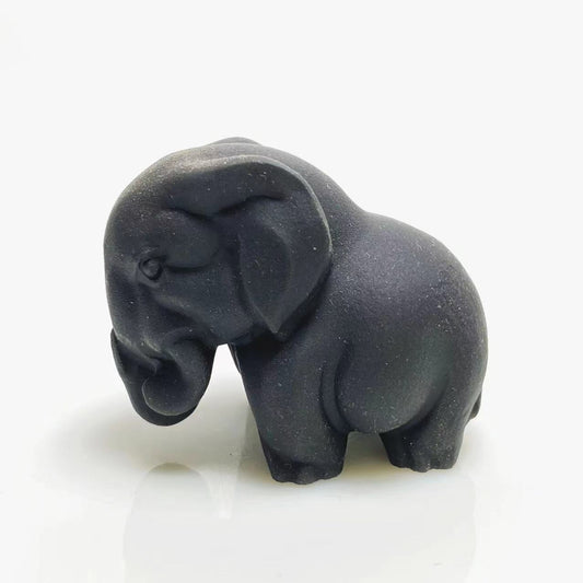 Black obsidian elephant carving