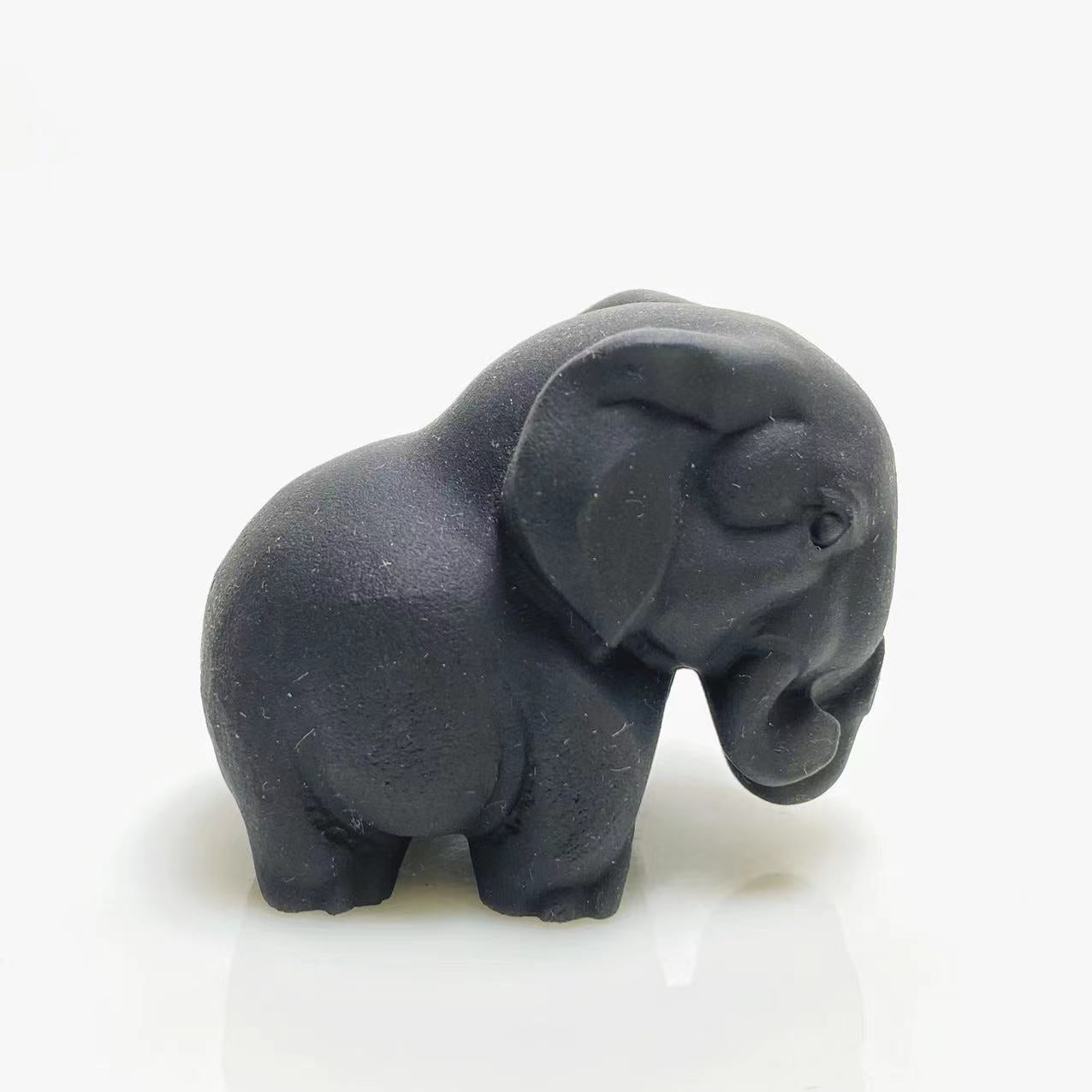 Black obsidian elephant carving