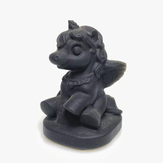 Black obsidian unicorn carving