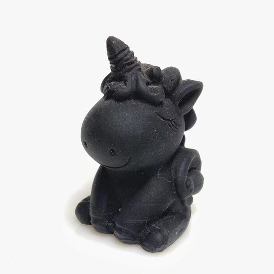 Black obsidian unicorn baby carving