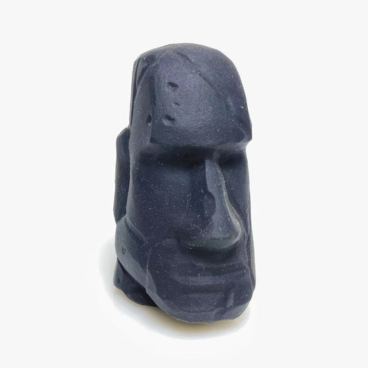 Black obsidian stone face carving