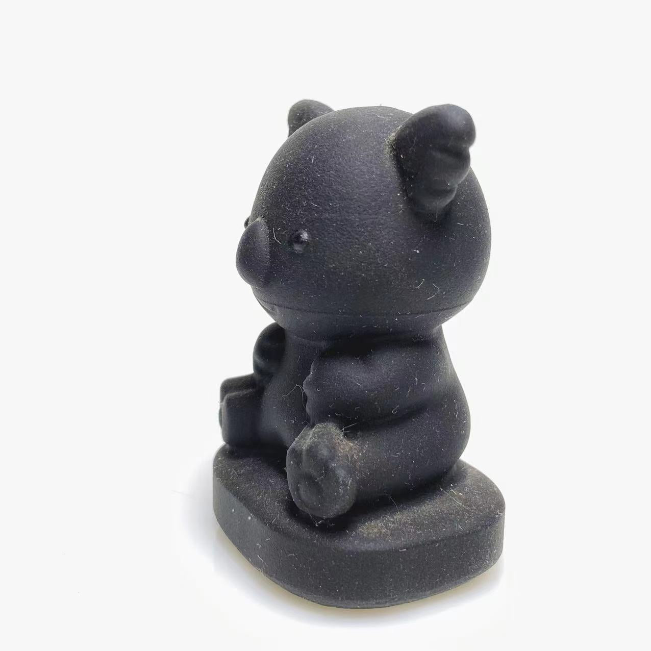Black obsidian baby deer carving