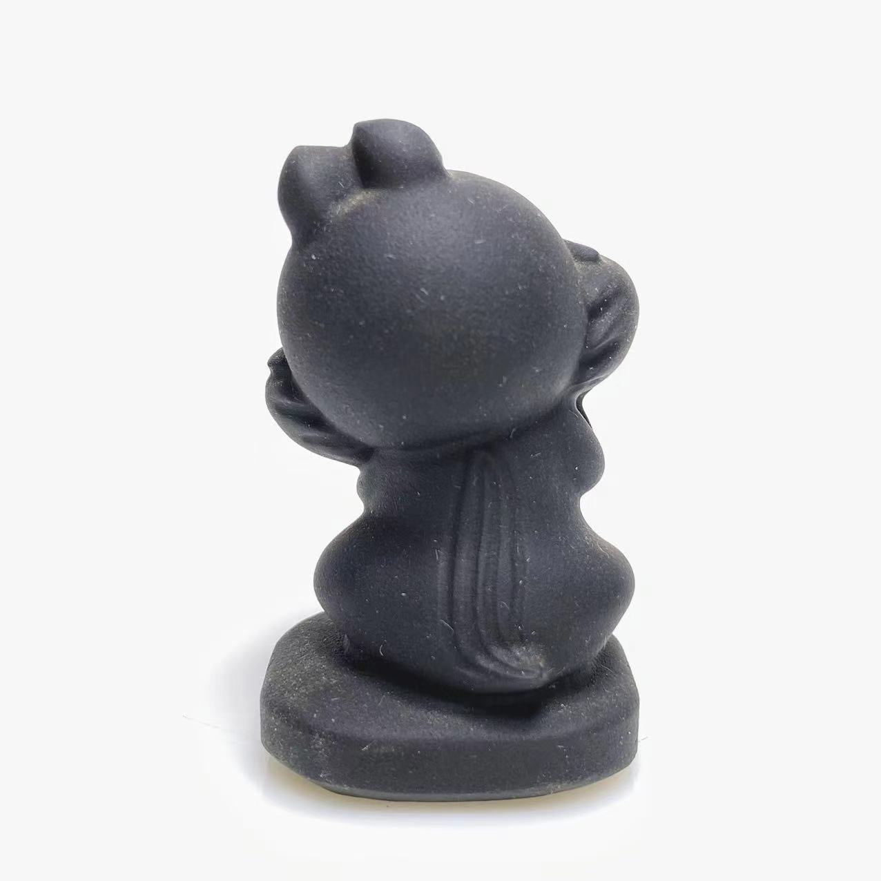 Black obsidian bunny carving