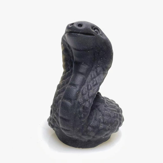 Black obsidian snake carving