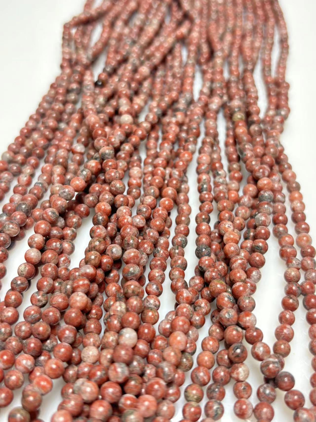 4mm Red larvikite beads strand