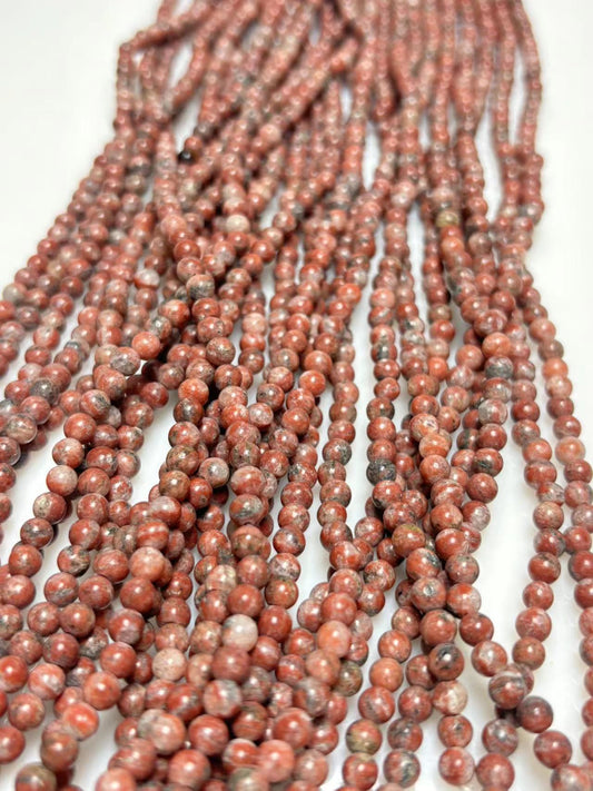 4mm Red larvikite beads strand
