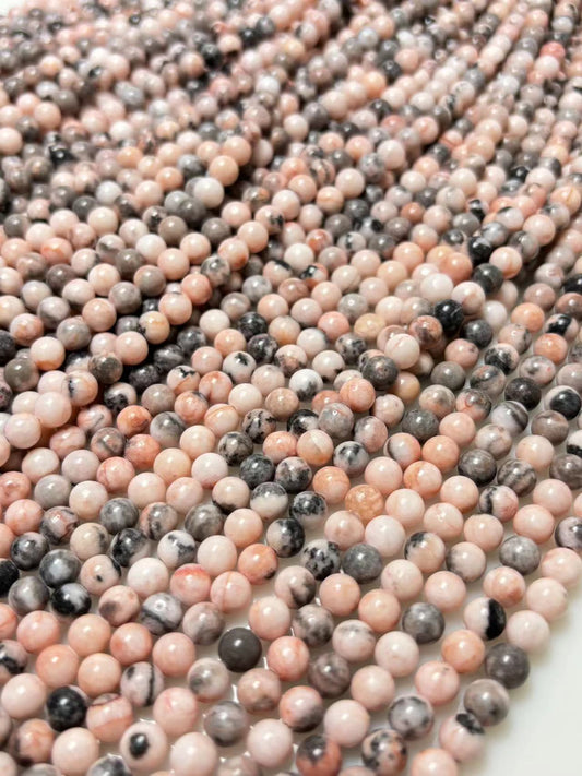 6mm Pink zebra stone beads strand