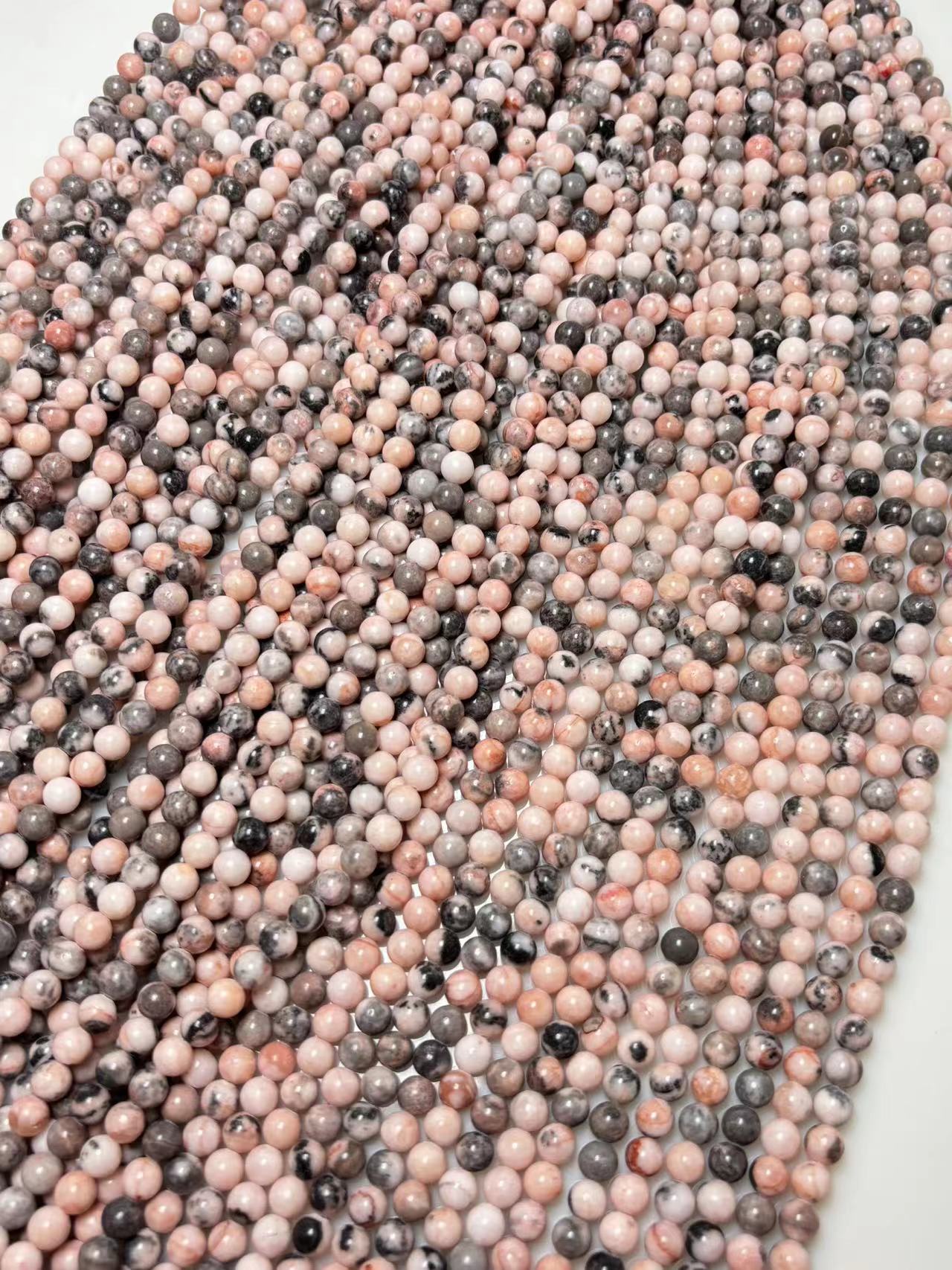6mm Pink zebra stone beads strand