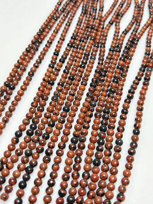 4mm Mahogany obsidian beads strand