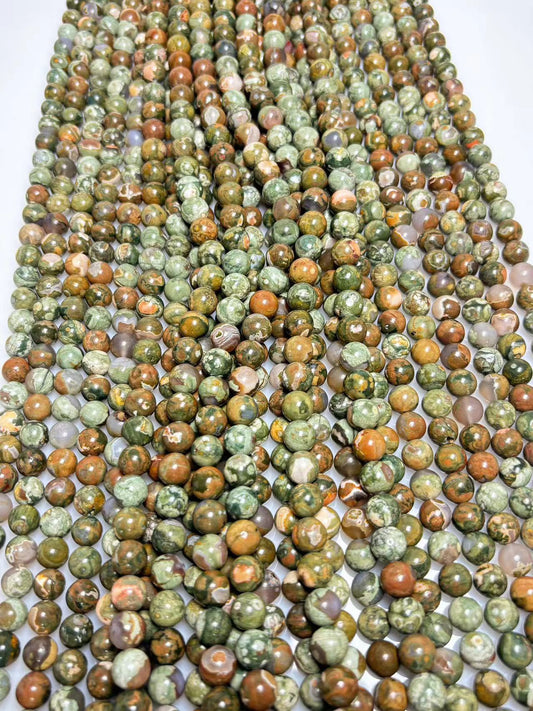 8mm Rainforest jasper beads strand