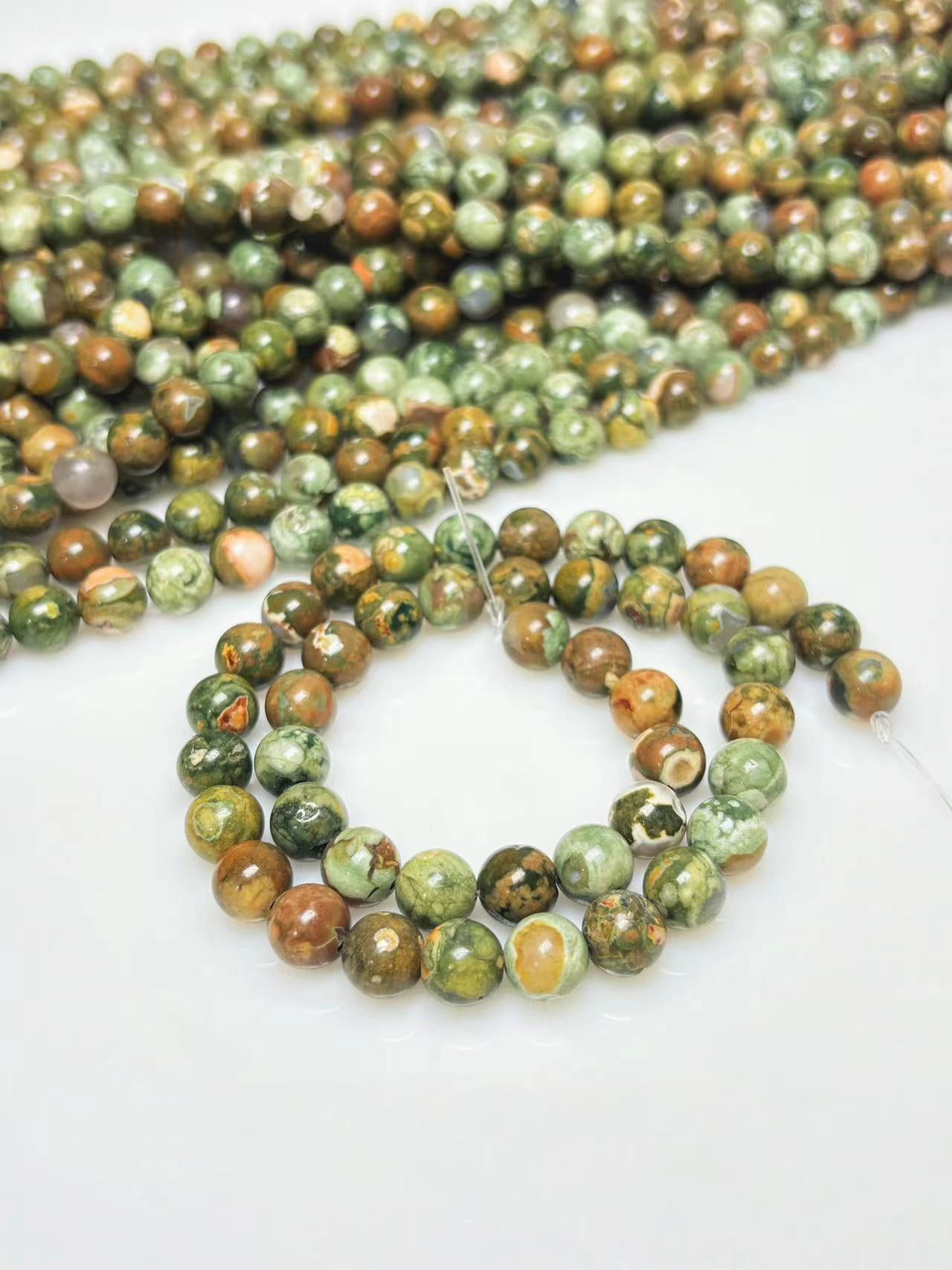 8mm Rainforest jasper beads strand
