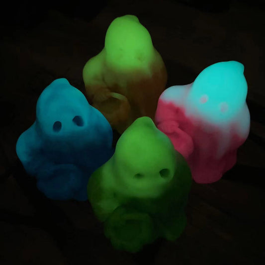Luminous ghost with pumpkin carving