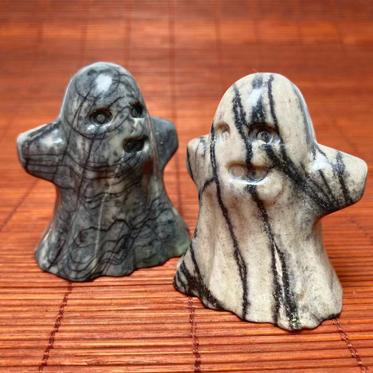 Black vein jasper ghost carving