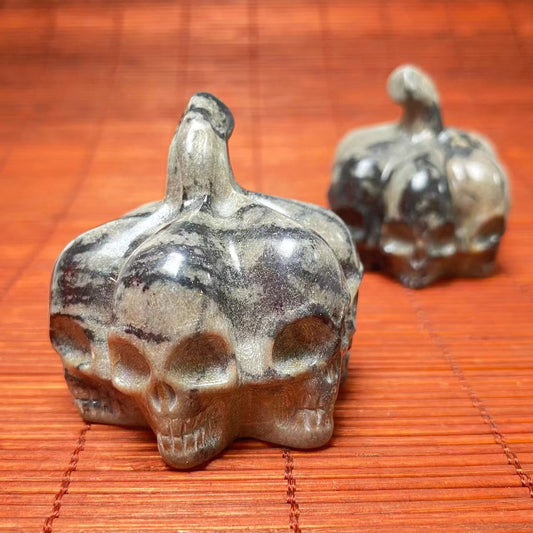 Black vein jasper skulls pumpkin carving