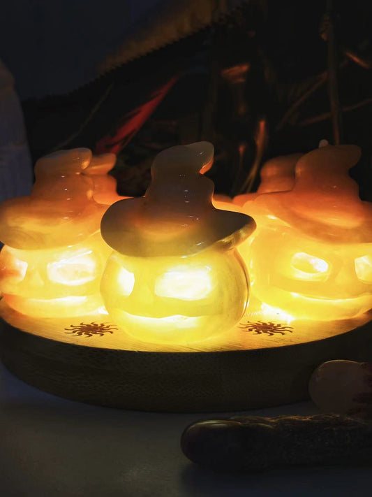 Yellow calcite pumpkin lampshade