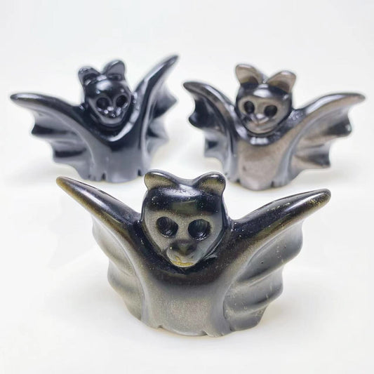 Halloween obsidian bat carving