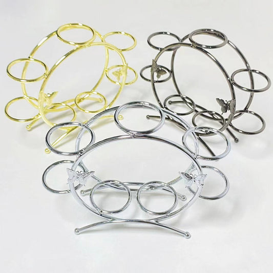 Metal ferris wheel shape seven spheres stand