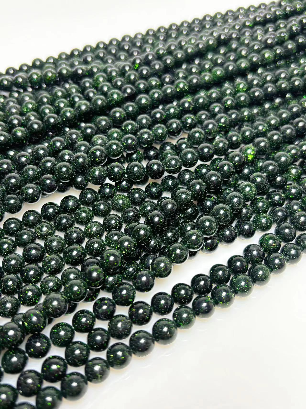 8mm Green sandstone beads strand