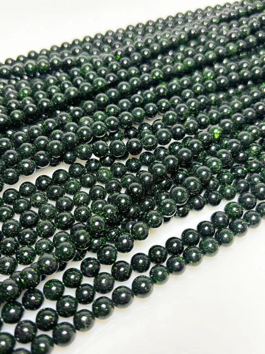 8mm Green sandstone beads strand