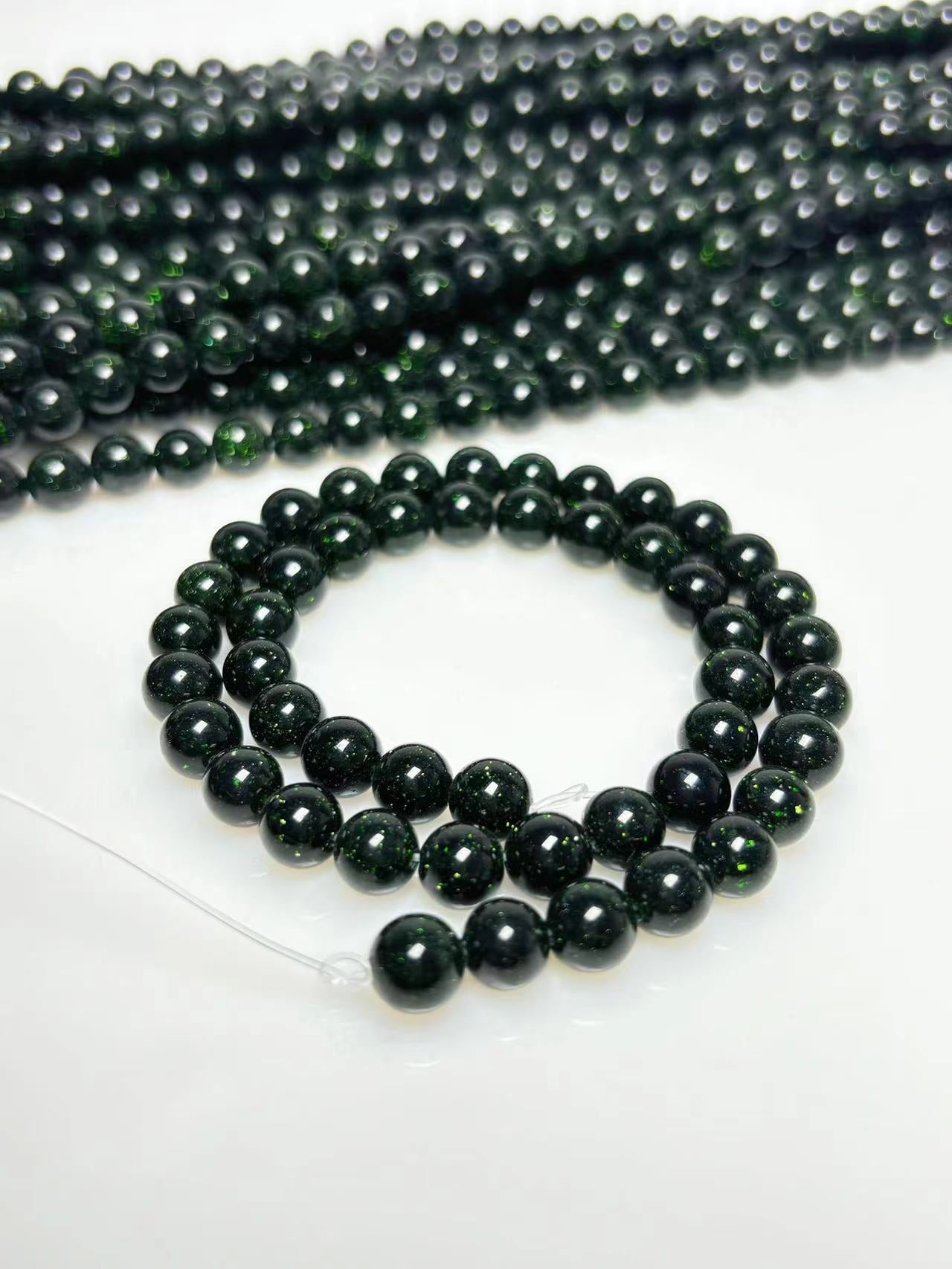 8mm Green sandstone beads strand