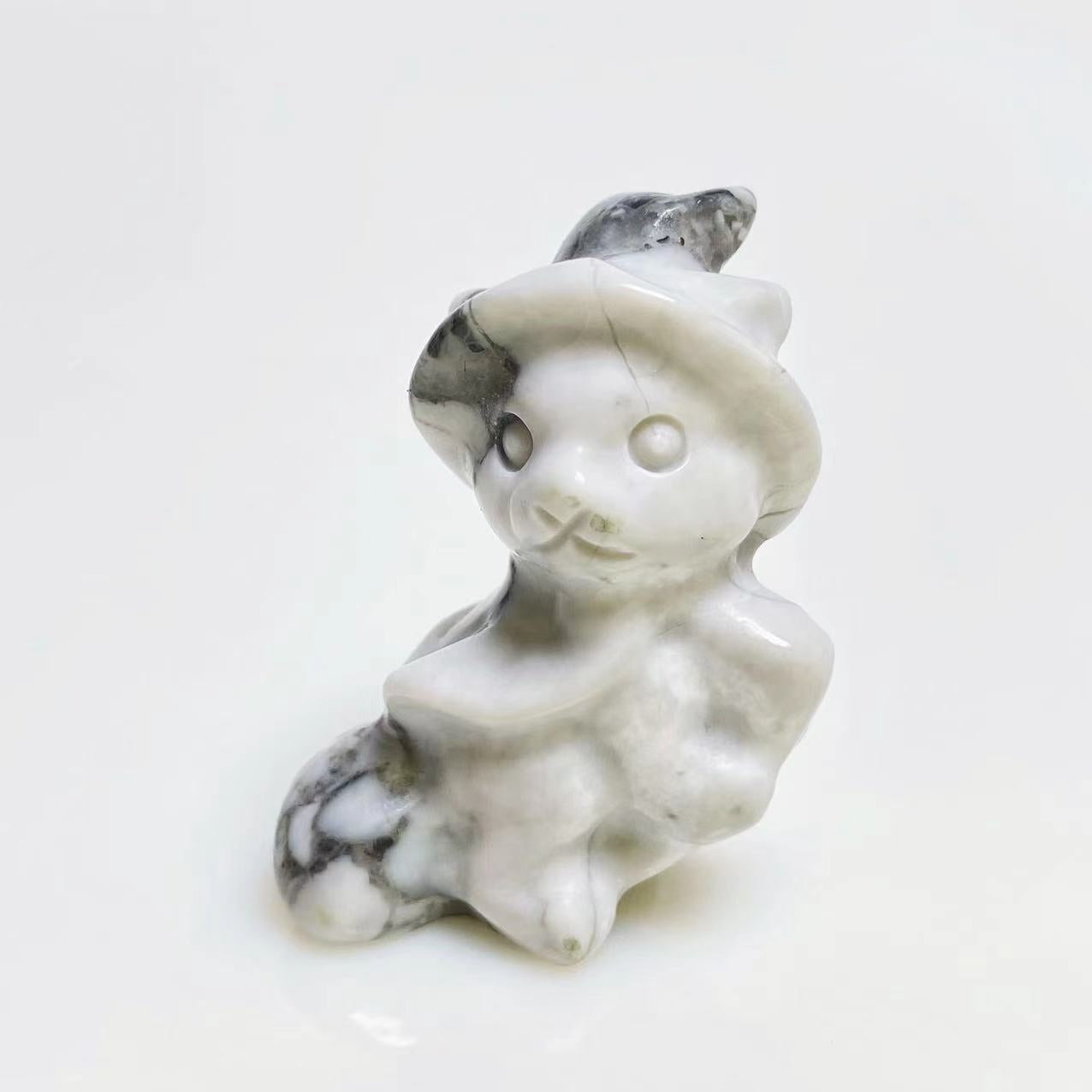 Halloween magic cat on broom carving
