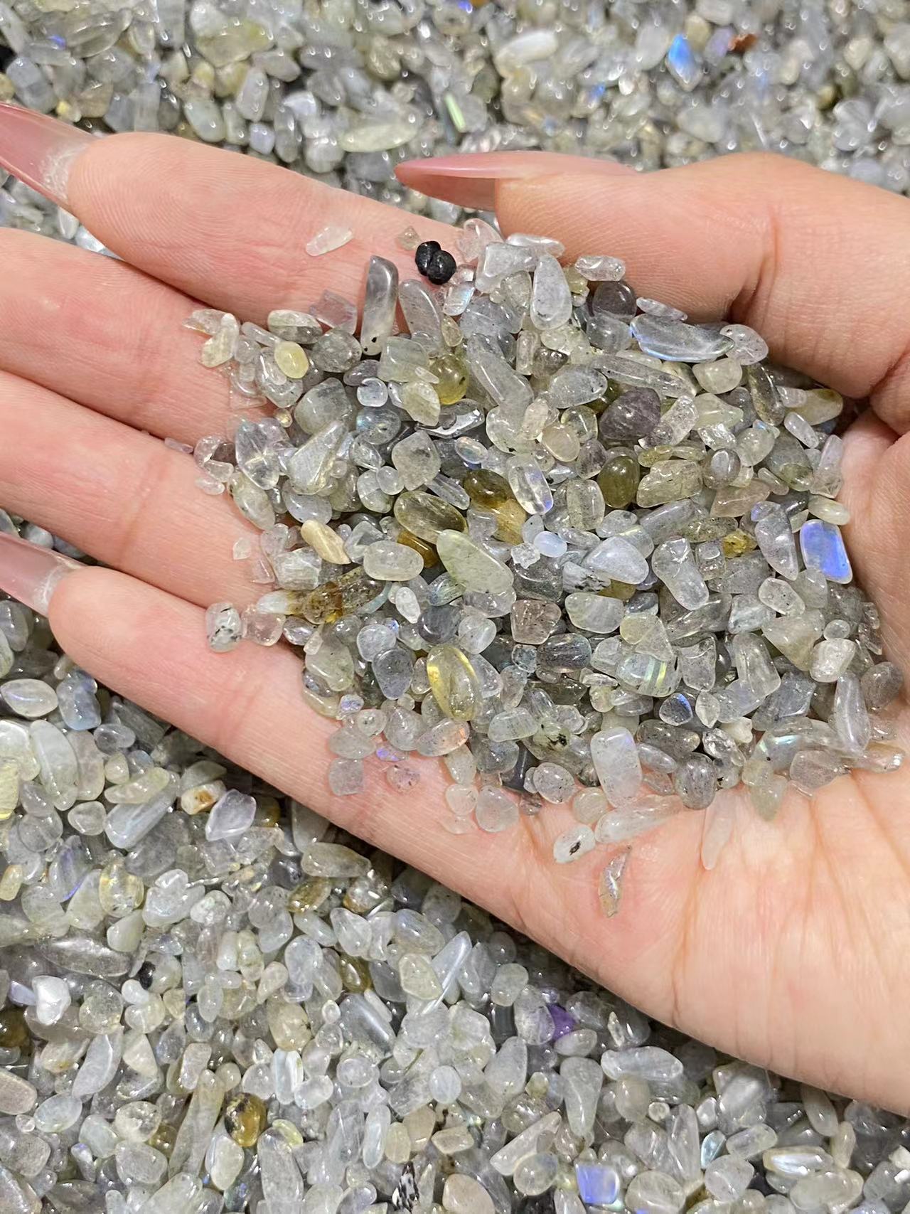 Grey moonstone chips