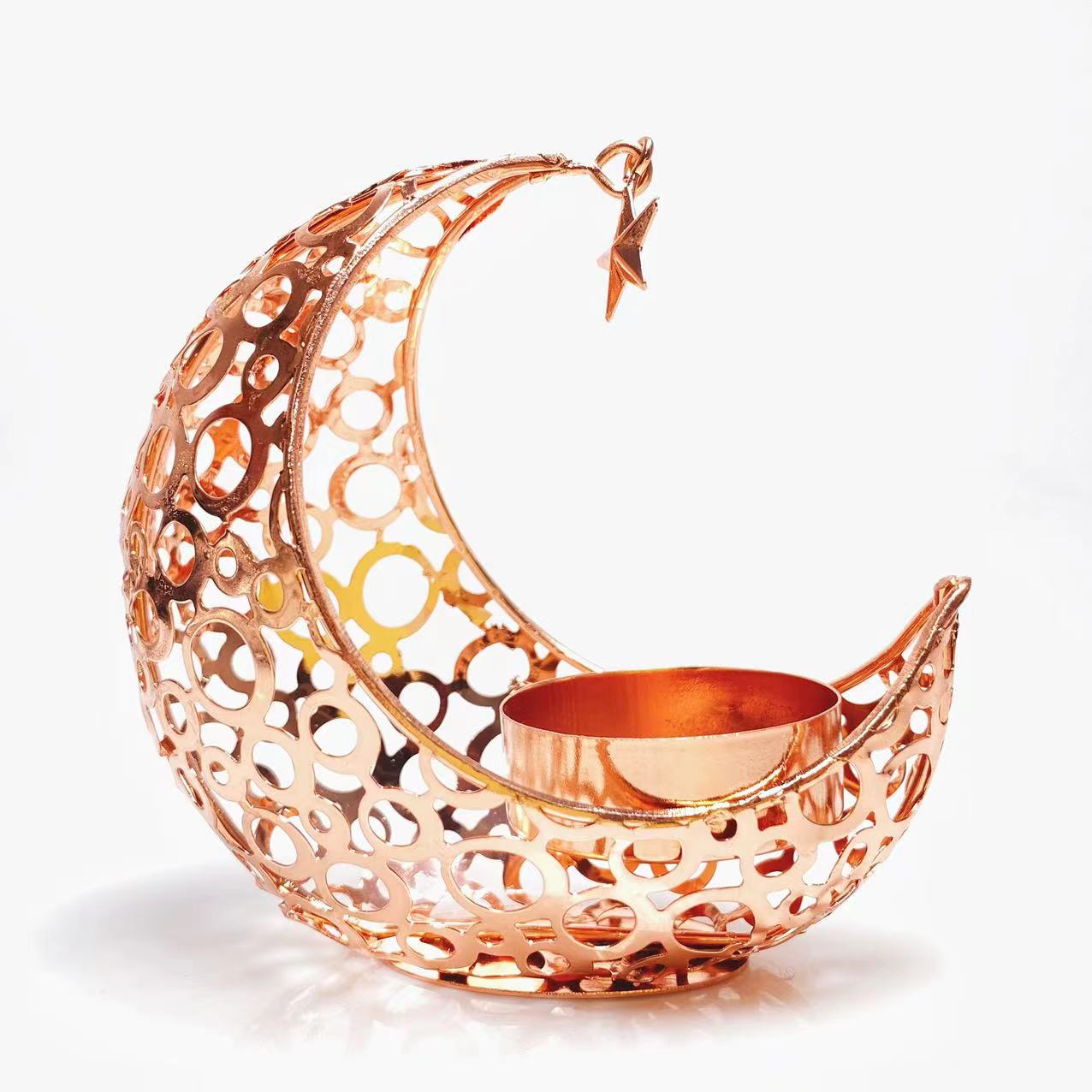 Metal moon candle holder