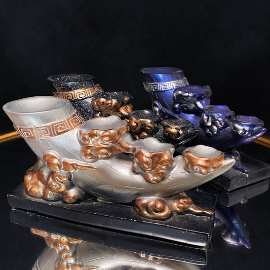 Resin ivory 4 spheres stand