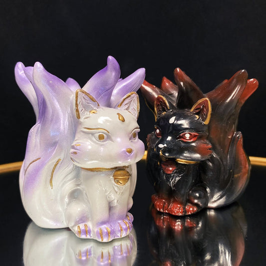 Resin cute nine tails fox sphere stand