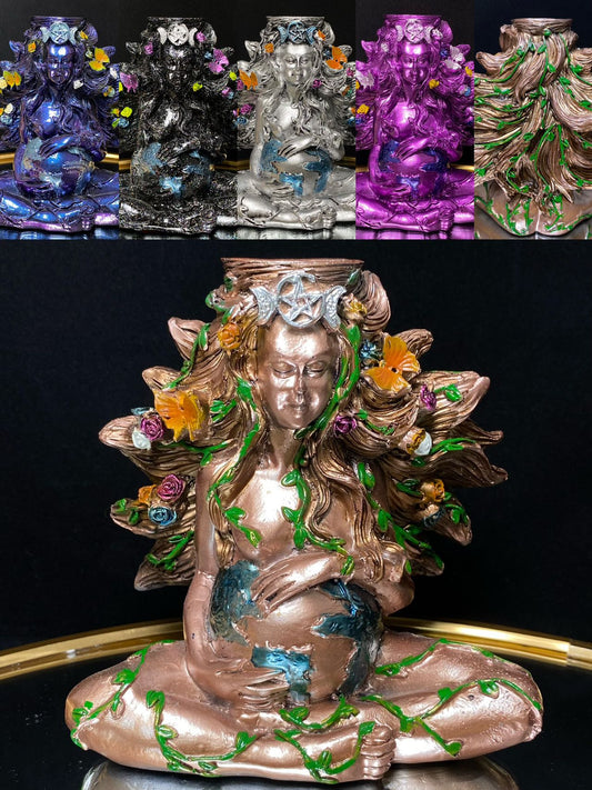 Resin 14cm mother earth sphere stand