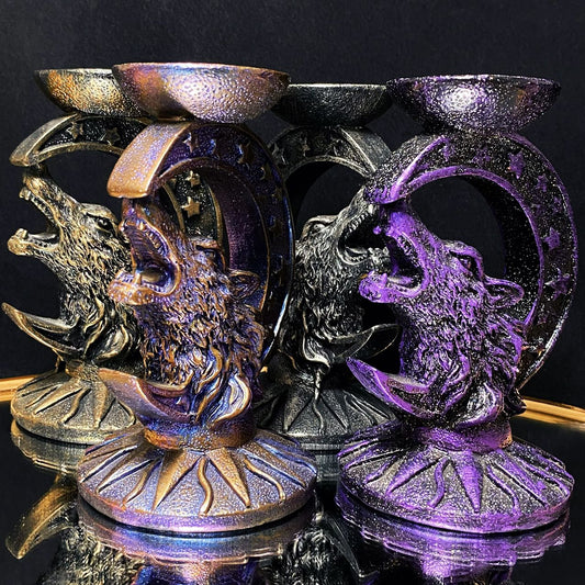 Resin moon wolf head sphere stand