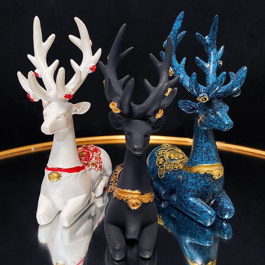 Resin plum deer sphere stand