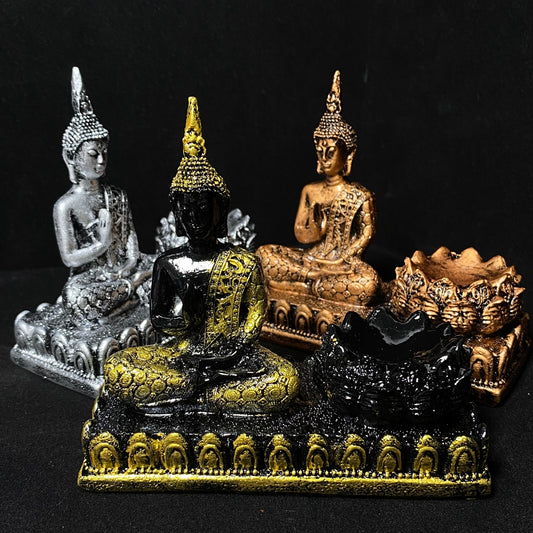 Resin buddha lotus sphere stand