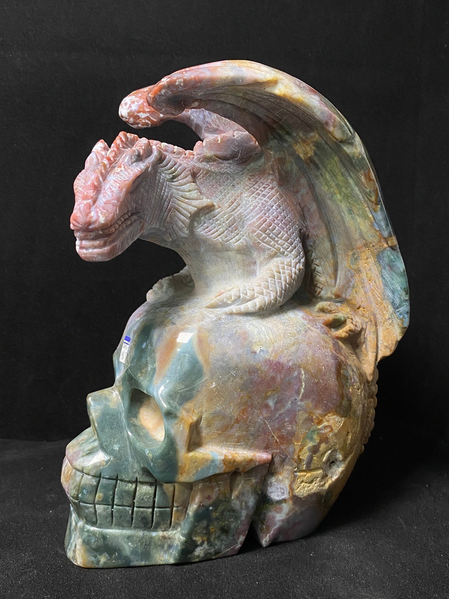 071-Ocean jasper flying dragon on skull #2800