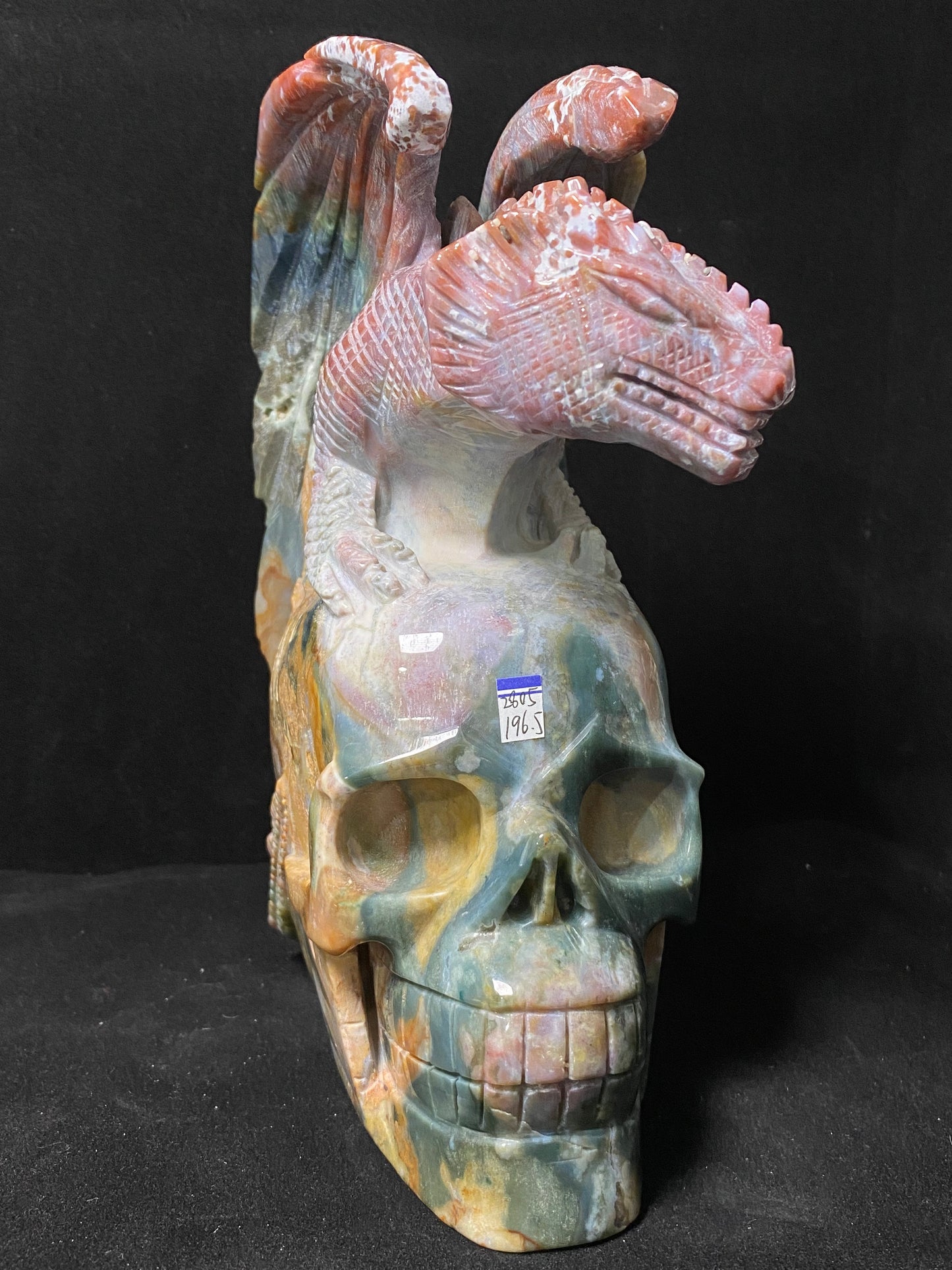 071-Ocean jasper flying dragon on skull #2800
