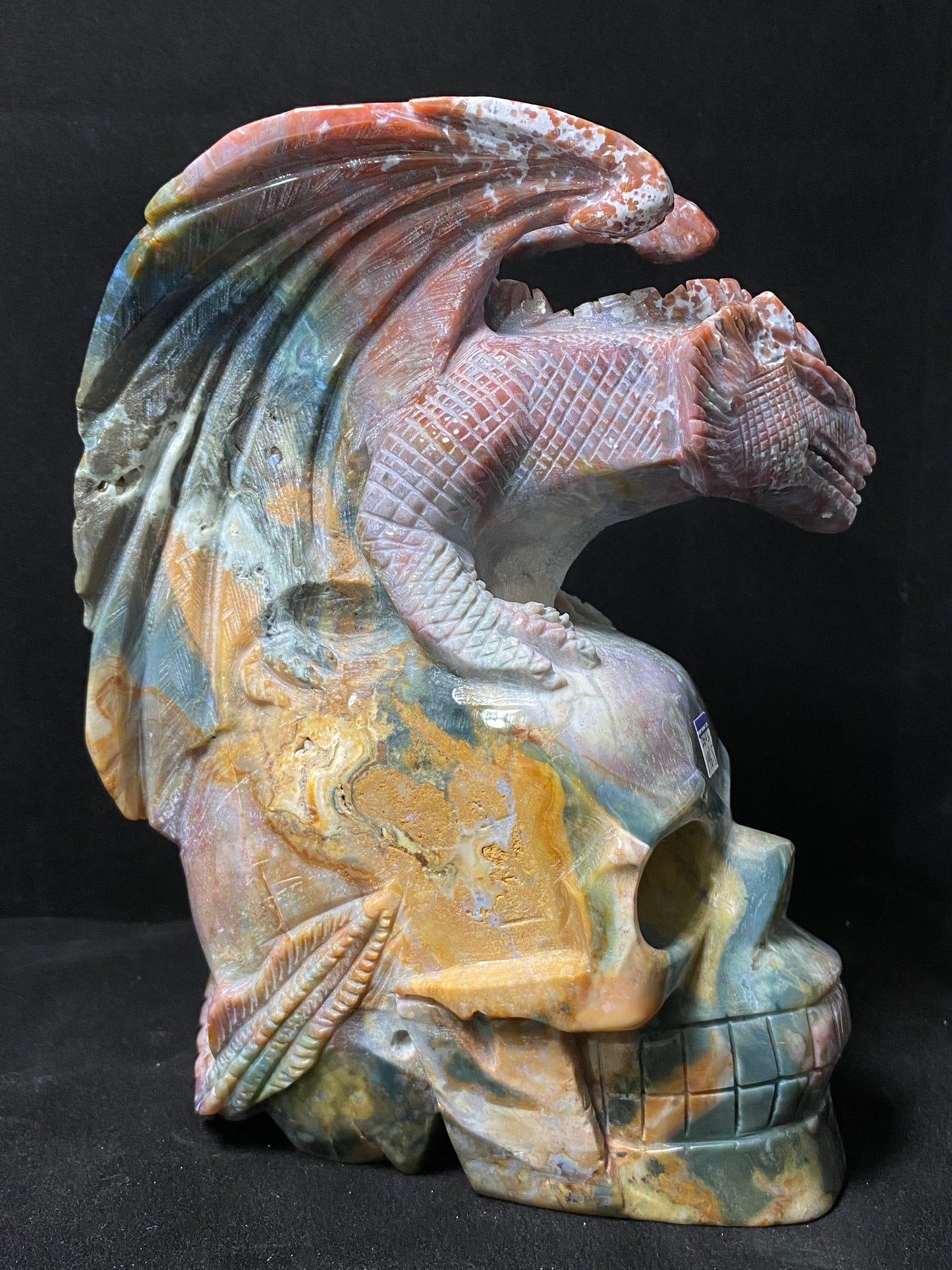 071-Ocean jasper flying dragon on skull #2800