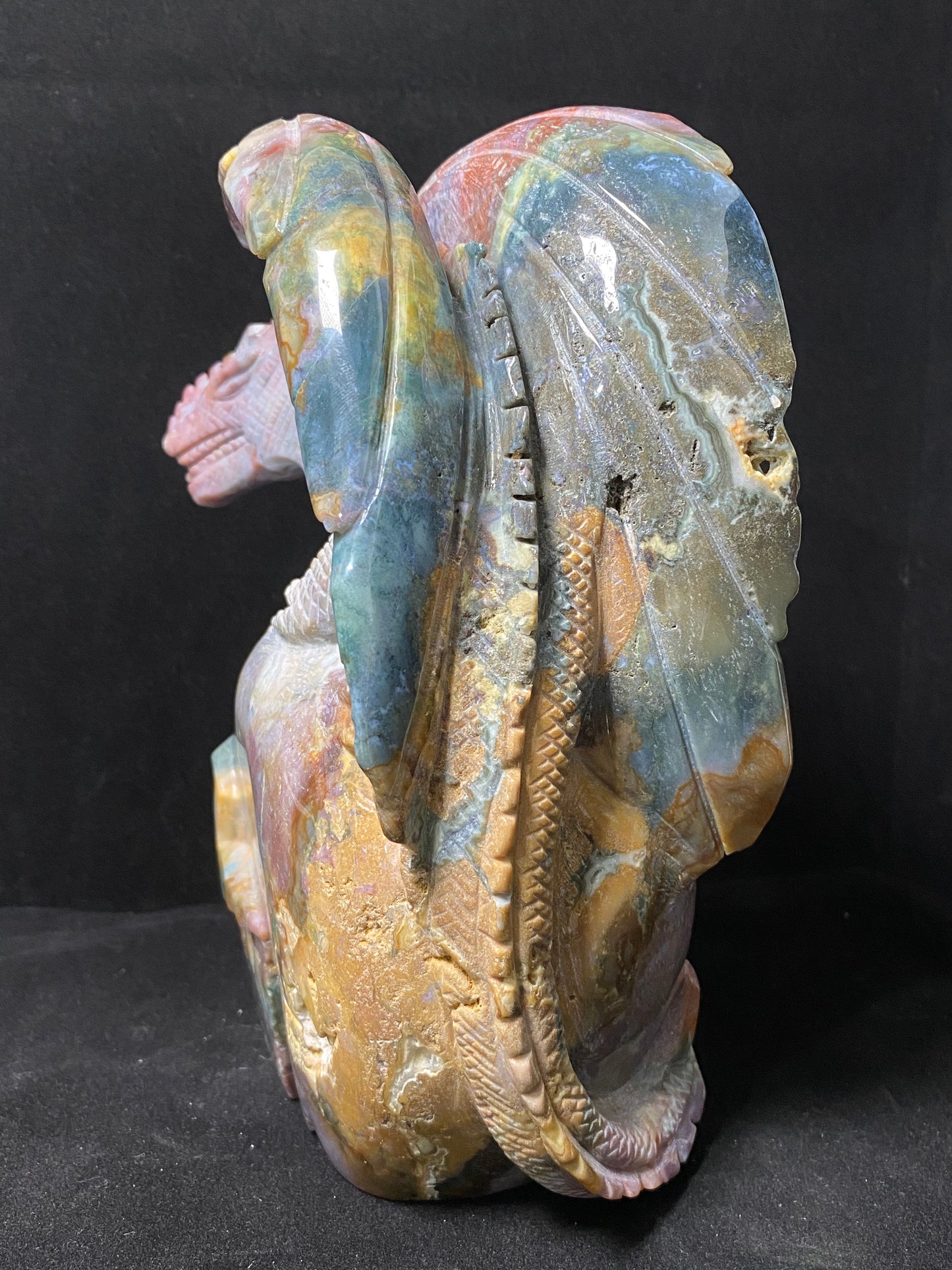 071-Ocean jasper flying dragon on skull #2800
