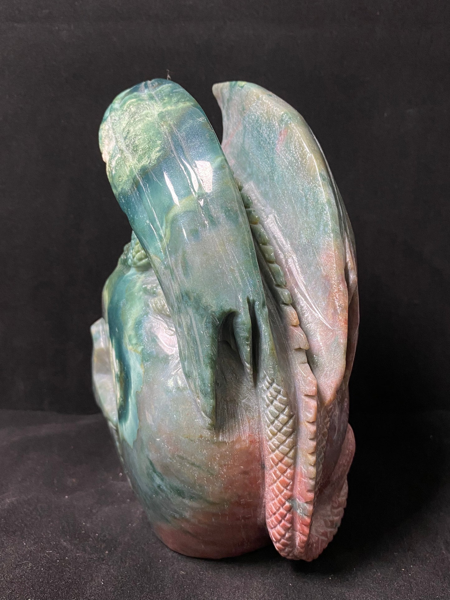 072-Ocean jasper flying dragon on skull #3178