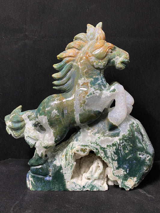 Moss agate horse #2573