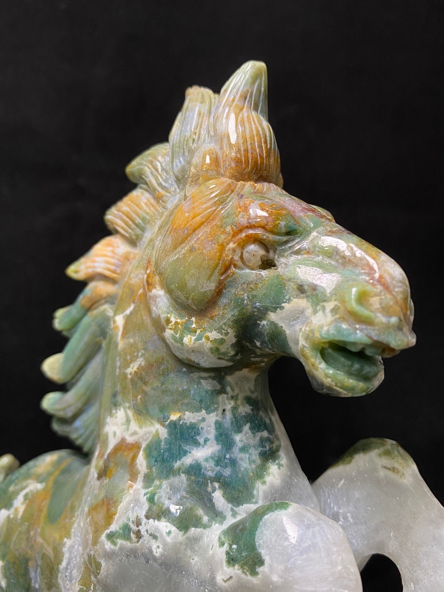 Moss agate horse #2573