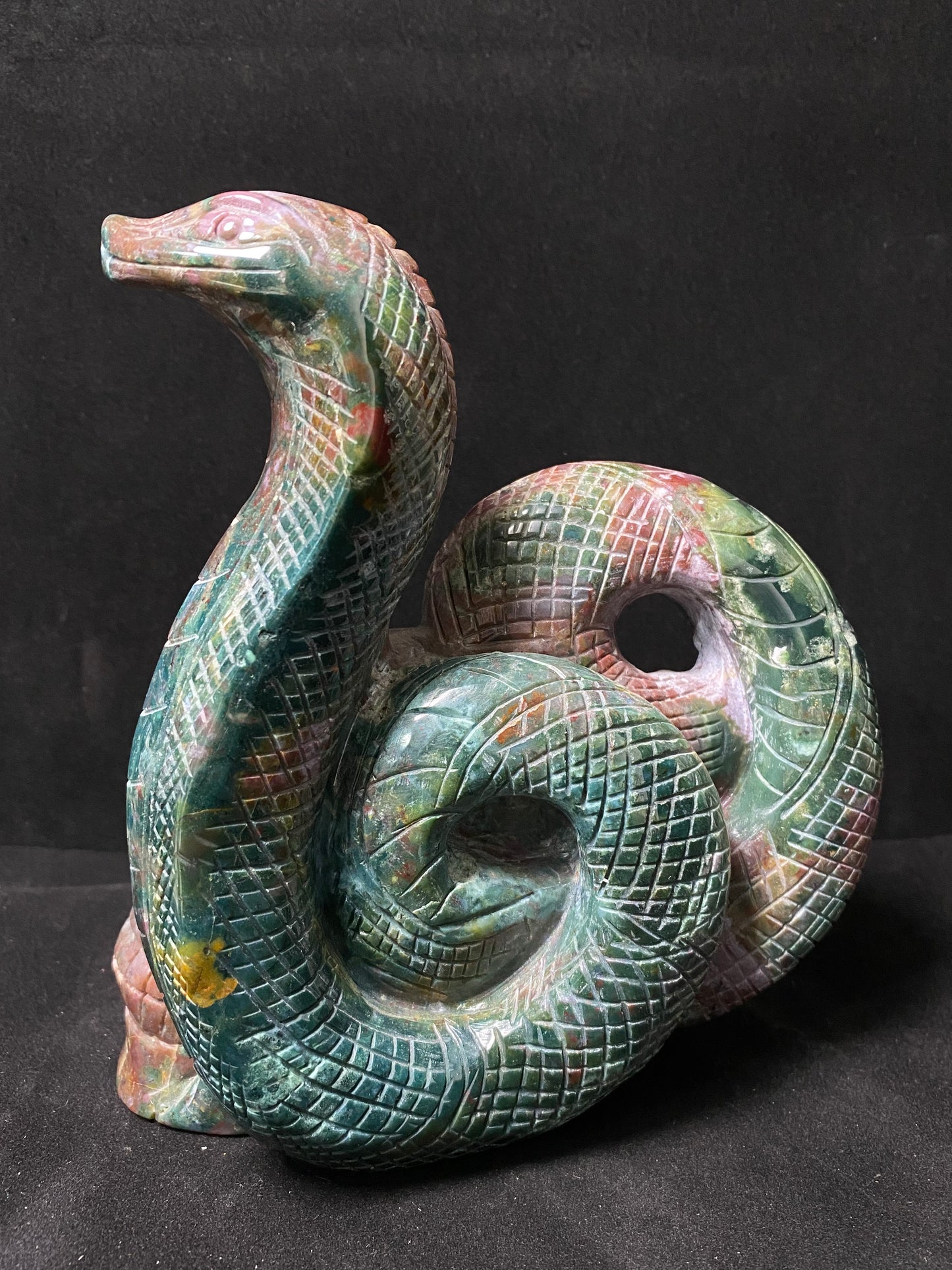 Ocean jasper skull with snake #1124