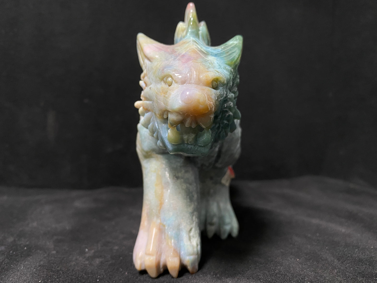 082-Ocean jasper saber-toothed tiger carving#2083