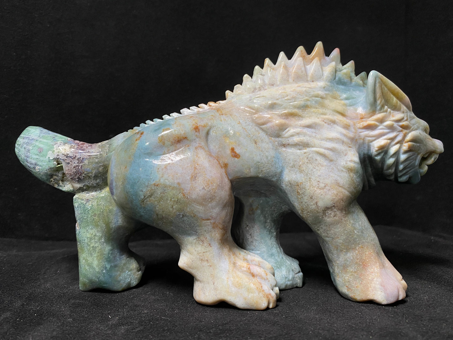 082-Ocean jasper saber-toothed tiger carving#2083