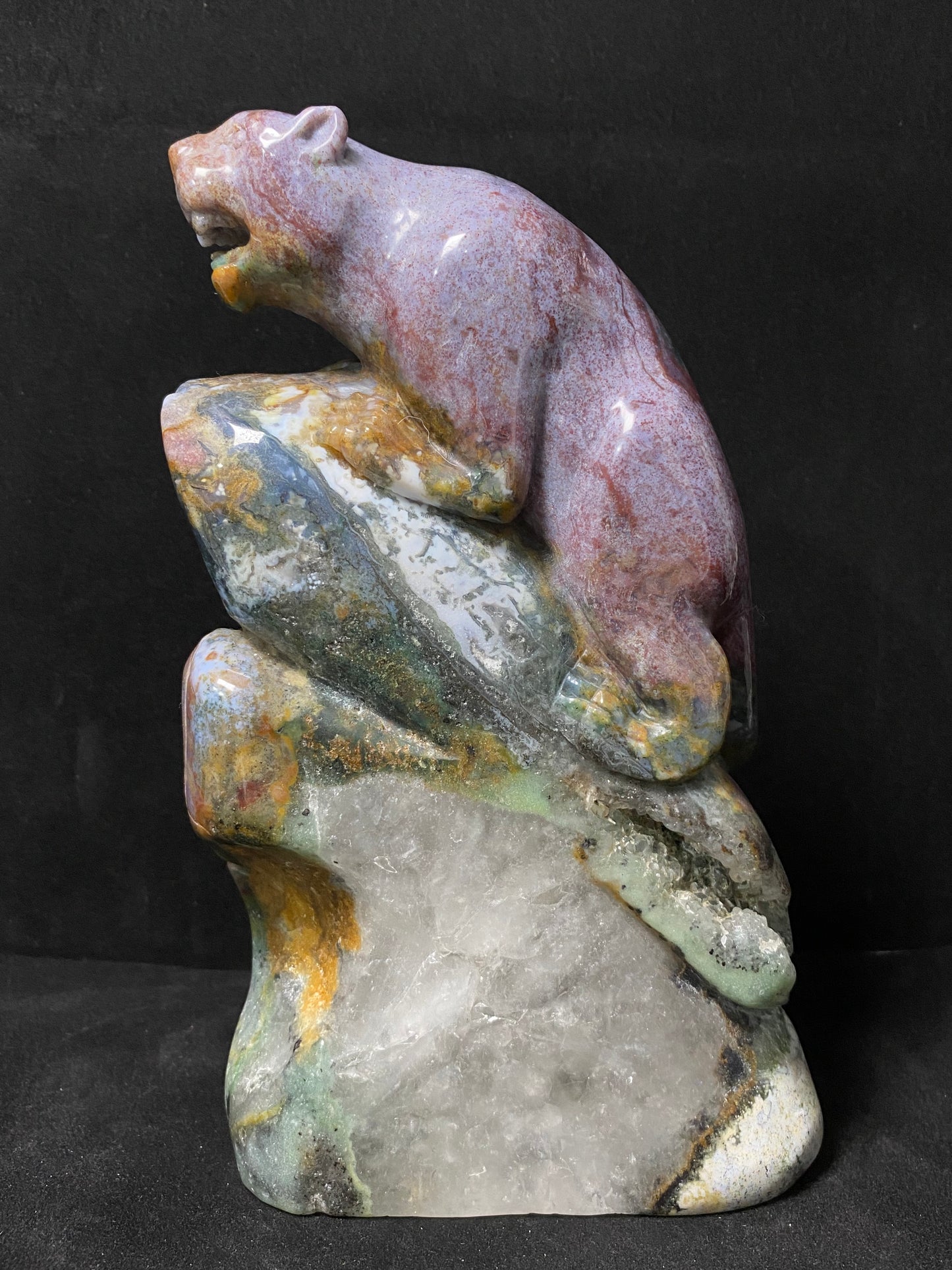 Ocean jasper tiger on stone carving