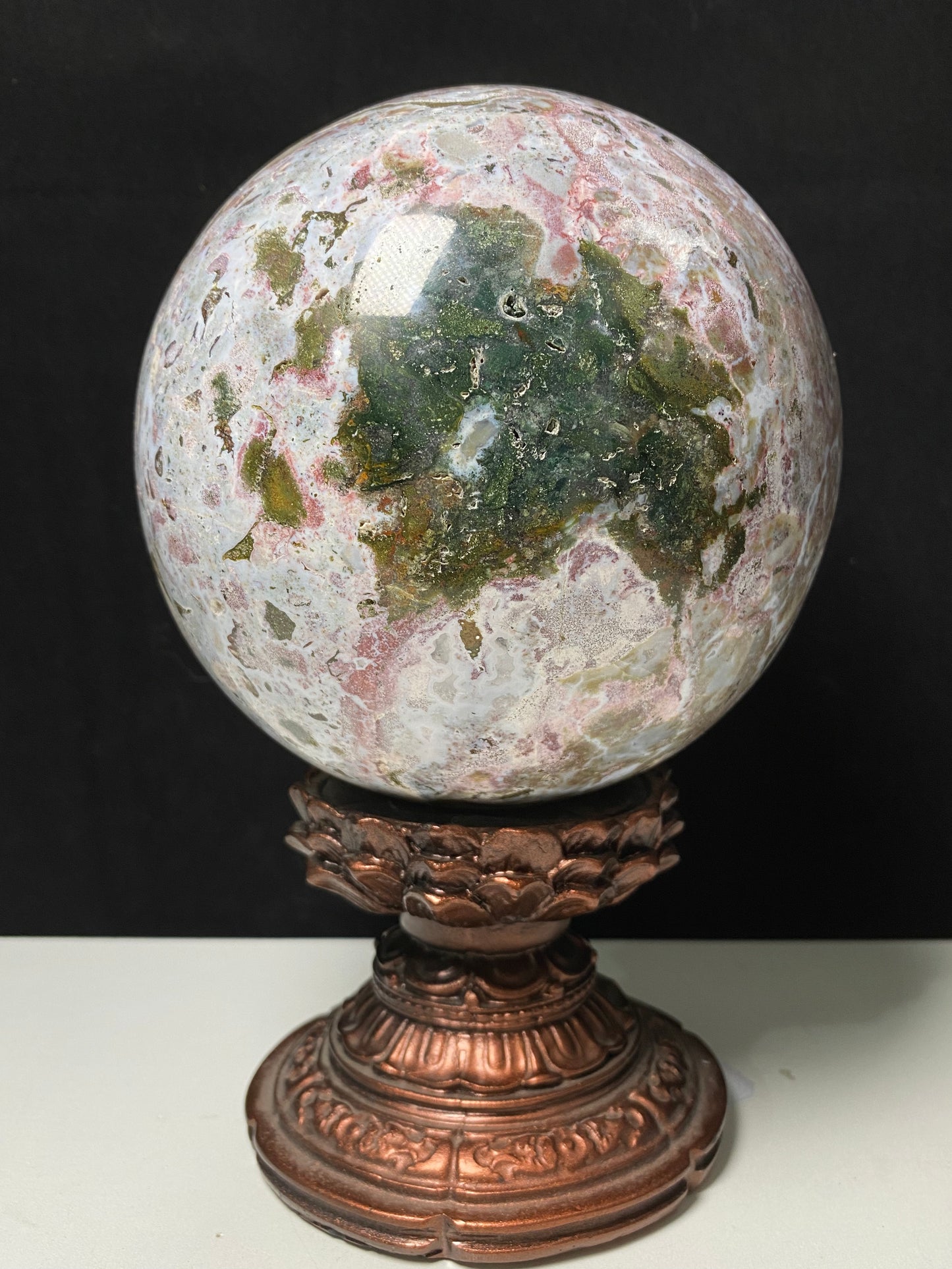 Pink ocean jasper sphere