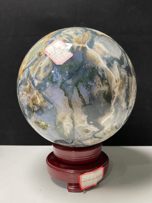 Moss agate sphere#6098