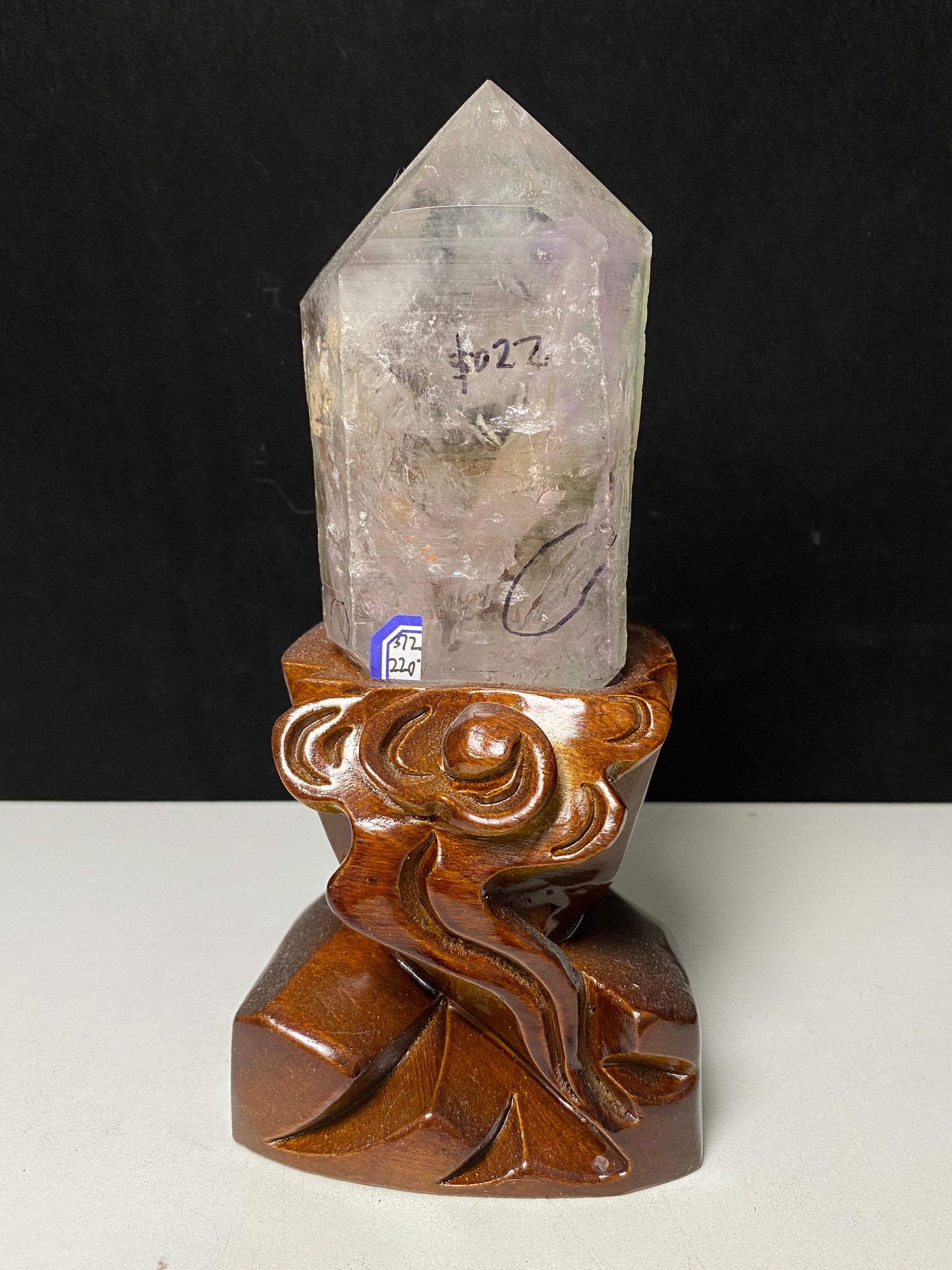 Amethyst water enhydros with wooden stand #E13