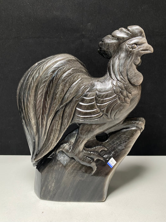 Silver sheen obsiidan cock carving