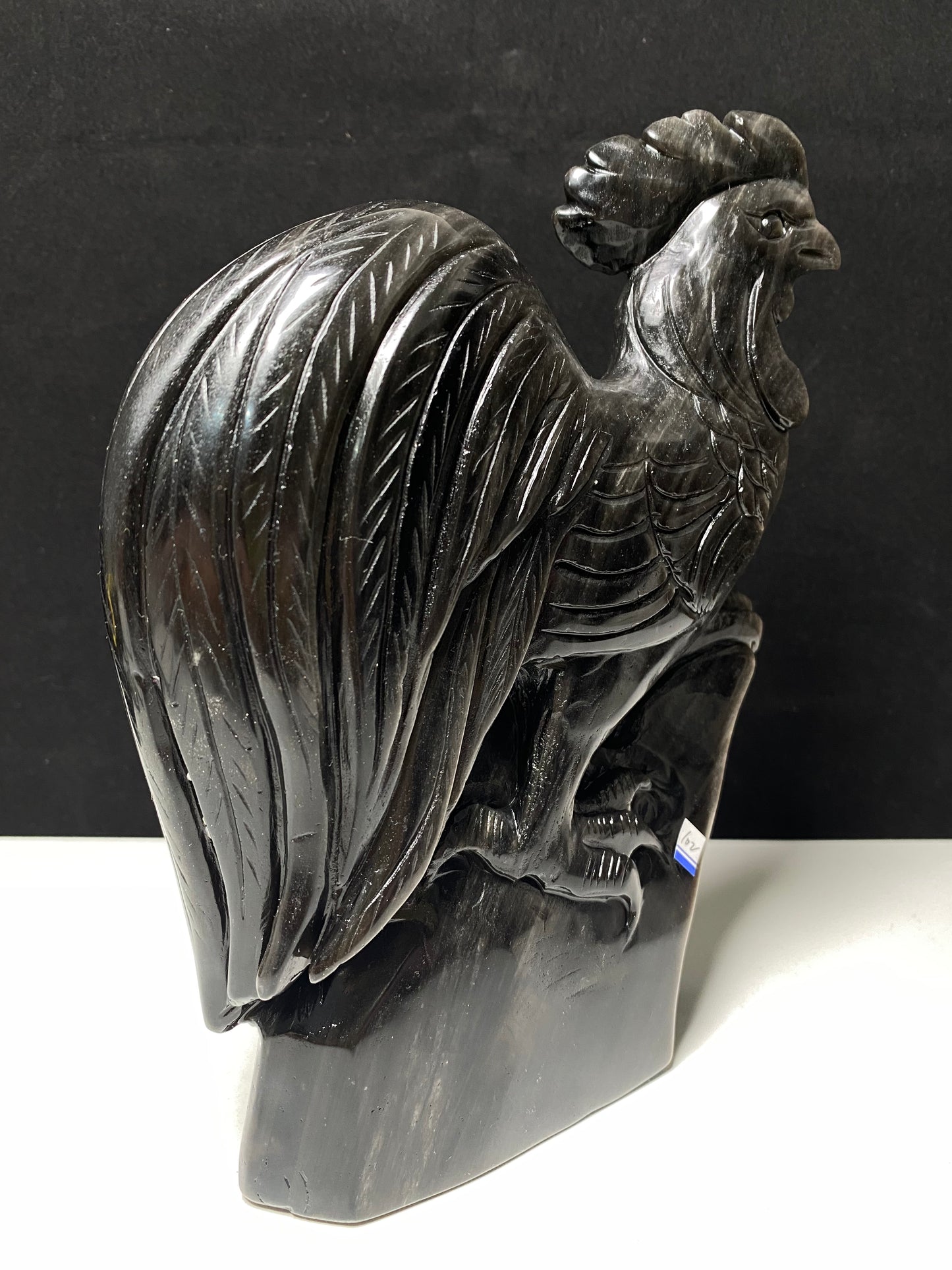 Silver sheen obsiidan cock carving