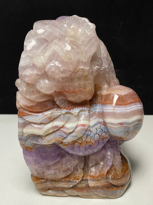 095-Amethyst agate Chinese dragon with ball carving#2100